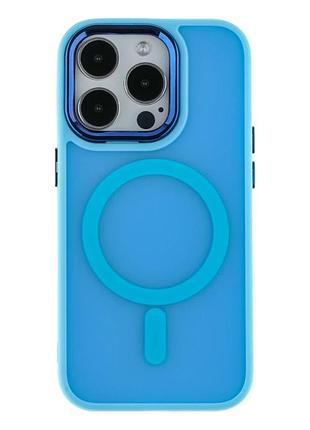 Чехол tpu pc с magsafe для iphone 14 pro max защитный с усиленными углами синий