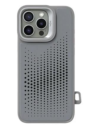 Чехол накладка kajsa splendid collection для iphone 16 pro с magsafe tpu light grey с микрофиброй внутри