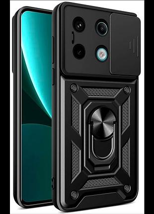 Чехол противоударный armor guard shield для xiaomi redmi note 13 pro 5g poco x6 5g с подставкой черный