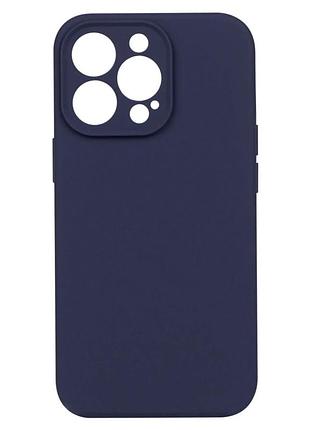 Чехол силиконовый silicone case full camera для iphone 13 pro max с микрофиброй внутри темно-синий