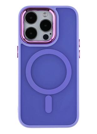 Чехол tpu+pc space magnetic color с magsafe для iphone 14 pro max защита камеры фиолетовый