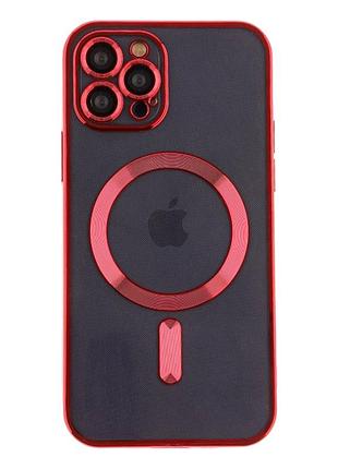 Чехол tpu metallic full camera с magsafe для iphone 12 pro защитный красный