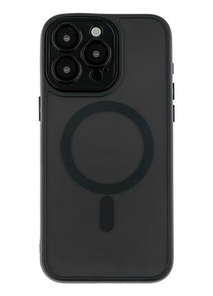 Чехол tpu pc magnetic matte для iphone 12 pro max с magsafe защита камеры черный