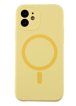 Чохол силіконовий glow silicone case з magsafe для iphone 12 захисний жовтий