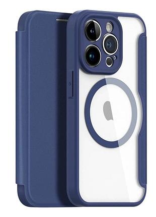 Чохол-книжка dux ducis skin x pro з magsafe для iphone 14 pro max tpu і pc захисний із посиленими кутами синій