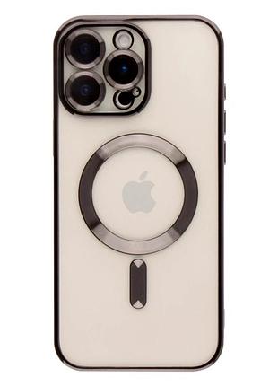 Чехол tpu metallic full camera с magsafe для iphone 16 pro max черный защита камеры противоударный