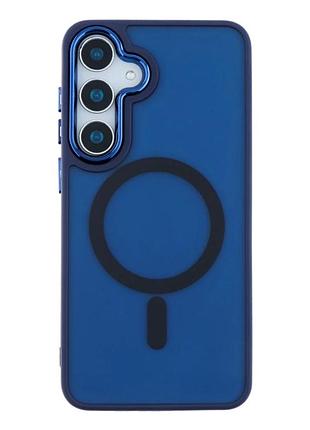 Чехол tpu+pc space magnetic color с magsafe для samsung galaxy s25 5g защита камеры темно-синий