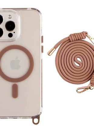 Чехол tpu+pc lanyardcase с magsafe для iphone 13 pro max противоударный защитный desert gold