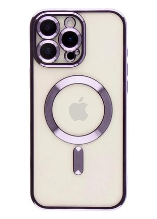 Чохол tpu metallic full case з magsafe для iphone 16 pro max захист камери фіолетовий