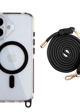 Чохол tpu+pc lanyardcase з magsafe для iphone 16 протиударний чорний із захистом камери