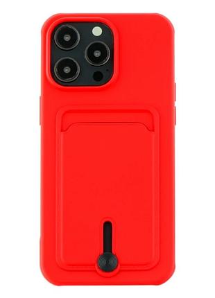 Чехол tpu colorfull pocket card для iphone 15 pro max с микрофиброй внутри красный