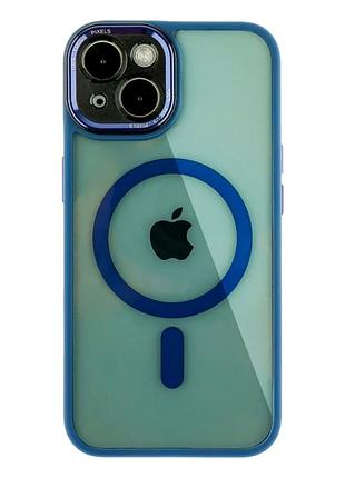 Чехол tpu+pc+metal с magsafe для iphone 15 противоударный dark blue