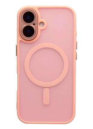 Чехол tpu+pc противоударный с magsafe для iphone 16 защита камеры розовый