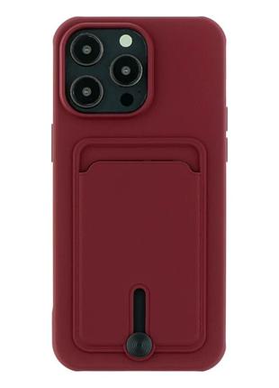 Чехол tpu colorfull pocket card для iphone 15 pro max с микрофиброй внутри защитный бордовый