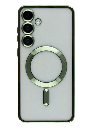 Чехол tpu metallic full camera с magsafe для samsung galaxy s24 5g защита камеры зеленый