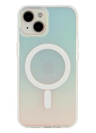 Чехол tpu+pc imd gradient с magsafe для iphone 13 прозрачный с защитой камеры