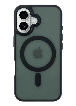 Чехол tpu+pc противоударный с magsafe для iphone 16 защита камеры черный