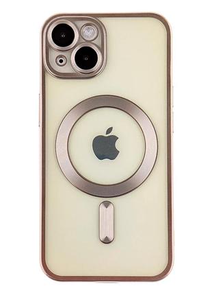Чехол tpu metallic chrome full camera с magsafe для iphone 15 titan противоударный с защитой камеры