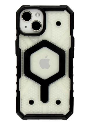 Чехол tpu+pc armorhex magnetic case для iphone 15 прозрачный с magsafe защита камеры transparent black