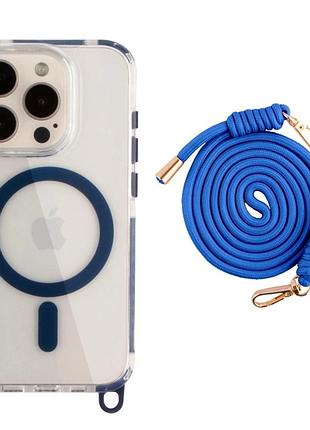 Чохол tpu+pc lanyardcase з magsafe для iphone 15 pro max захист камери indigo blue