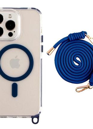 Чехол tpu+pc lanyardcase с magsafe для iphone 13 pro противоударный indigo blue
