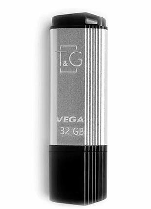 Usb флешка 32 гб t&g vega 121 серый пластик металл для хранения данных