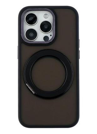 Чохол tpu+pc mag 360 spin case для iphone 16 pro з мікрофіброю захист камери чорний