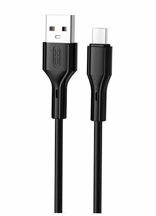 Кабель usb type-c 3a 1м черный для зарядки и передачи данных xo nb230 rock series