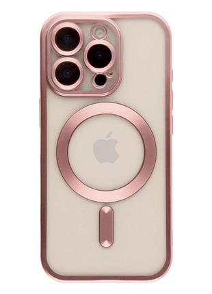 Чехол tpu metallic chrome full camera с magsafe для iphone 16 pro max защита камеры chrome rose