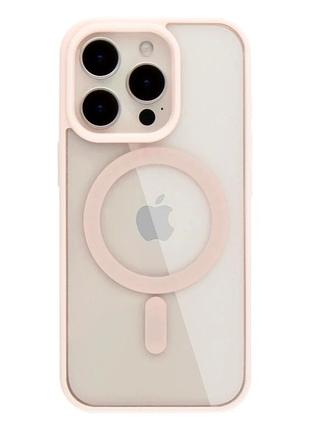 Чехол tpu с magsafe для iphone 16 pro защитный розовый с усиленными углами
