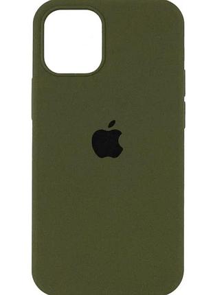 Чохол силіконовий full size для iphone 12 pro max з мікрофіброю всередині захисний army green