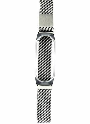 Ремешок milanese loop для xiaomi mi band 7 из нержавеющей стали цвет silver магнитная застежка