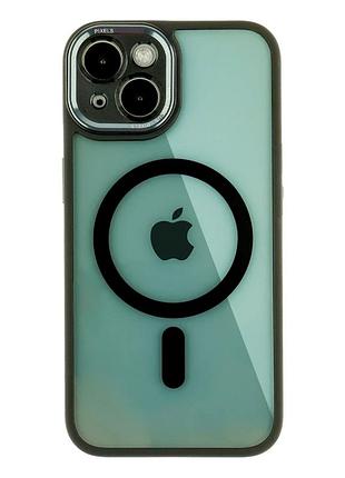 Чехол tpu pc metal calais с magsafe для iphone 14 черный противоударный с защитой камеры