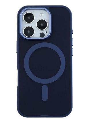Чехол tpu+pc с magsafe для iphone 16 pro max защитный противоударный темно-синий