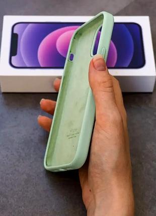 Чехол силиконовый silicone case для iphone 11 pro max с микрофиброй внутри mint 6