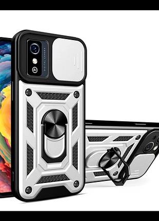 Чехол противоударный armor guard shield для zte blade l9 с защитой камеры tpu+pc серебристый