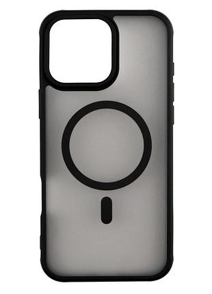 Чехол противоударный tpu+pc с magsafe для iphone 16 pro max черный максимальная защита