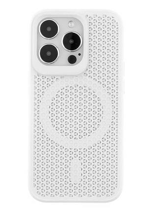Чехол tpu+pc aerocool с magsafe для iphone 14 pro max противоударный белый с защитой камеры