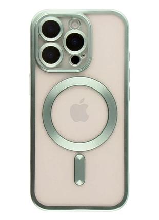 Чехол tpu metallic chrome full camera с magsafe для iphone 16 pro защита камеры зеленый chrome