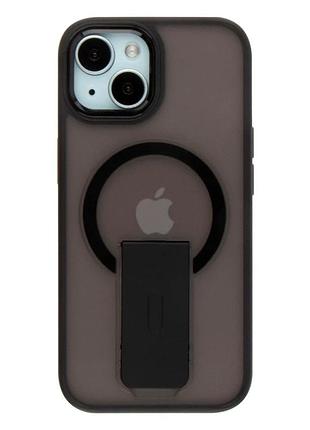 Чехол tpu+pc flexguard magnetic ring stand для iphone 15 противоударный с защитой камеры черный