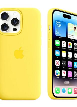 Чохол силіконовий silicone case full size для iphone 11 pro max з мікрофіброю всередині жовтий 50.canary yellow