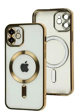 Чохол tpu metallic chrome full camera з magsafe для iphone 13 pro захист камери золотий chrome gold