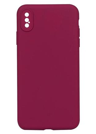 Чехол силиконовый full case для iphone xs max с защитой камеры микрофибра цвет 63.garnet