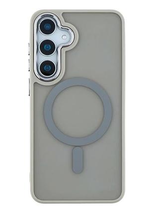 Чохол tpu+pc space magnetic color з magsafe для samsung galaxy s25 5g сірий протиударний із захистом камери