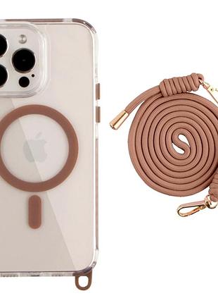 Чехол tpu+pc lanyardcase с magsafe для iphone 14 pro защита камеры противоударный desert gold