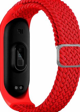 Ремешок для xiaomi mi band 3 4 5 6 7 тканевый красный с эластичной регулировкой