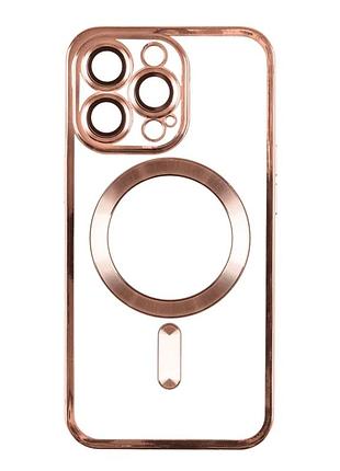Чехол tpu metallic full camera с magsafe для iphone 11 защитный розовое золото