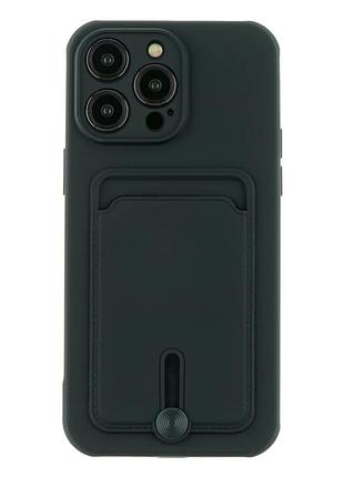 Чехол tpu colorfull pocket card для iphone 14 pro max с микрофиброй внутри черный