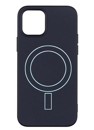 Чехол tpu с magsafe для iphone 14 противоударный с микрофиброй light blue