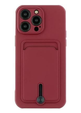 Чохол tpu colorfull pocket card для iphone 14 pro max з мікрофіброю всередині захисний бордовий